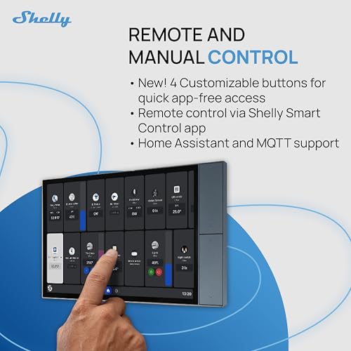 Shelly Wall Display XL srebrny – bezprzewodowy panel sterowania Smart Home, termostat, wbudowany przekaźnik 5A, wymagany przewód neutralny, czujnik LUX, głośnik stereo, centrala sterująca, Alexa i