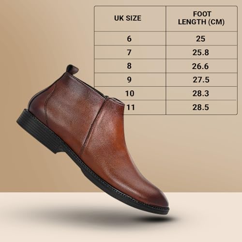 Image of STANPHORD Men Chelsea Ankle Boots | PU Zip Closure | Solid High-Top Casual Semi-Formal | Cushioned Insole | Office Outdoor Travel Wear (TPSL S16)