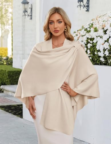 Image of PULI Womens Cross Front Poncho Shawl Wrap Elegant Wedding Formal Gift
