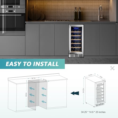 image for EUHOMY 15 Inch Under-counter Refrigerators, Single Zone Wine Fridge, W