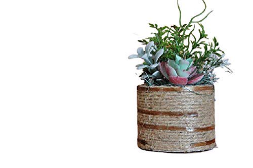 HANDMADE, Faux succulents arrangement, Artificials greens plants & succulents in wood log, Single wood cedar log centerpiece decor, Wooden desk decor, Mini centerpiece, Greenery