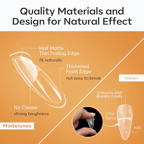 Image of Modelones Short Oval Nail Tips Pre-shaped Soft Gel Fake Nails False Acrylic | Fake Nails False Acrylic Clear Full Cover Press on Extension Kit Gel Manicure DIY at Home 216PCS 12Sizes