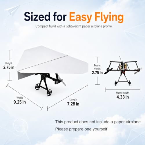 Image of Paper Airplane Kit DIY Rc Plane Micro to Build for Adults Remote Control Power Motor Aircraft with Propeller Electric Flying Motorized Module Easy to Fly Powered Small Flying Controller (Dual Battery)