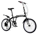 Bicicletas Plegables, Bicicleta Plegable De 20 Pulgadas Bicicleta Plegable De 6 Velocidades Bicicleta Plegable con Freno Doble V Ajustable