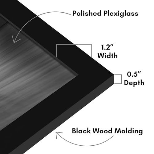 Americanflat 22x29 Poster Frame with Polished Plexiglass - Black Picture Frame - Wide Photo Frames Made of Engineered Wood for Vertical or Horizontal Wall Display - Epic Collection - Black