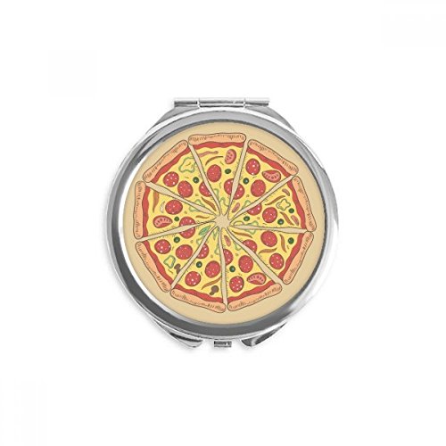 Miroir portable multicolore de poche rond motif pizza tomate italie pour sac à main cosmétique