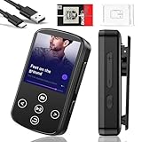 MP3 Music Player MP3 Player Bluetooth Música Digital Portátil Bluetooth FM Som sem Perdas HiFi Suporte TF Card de Até 128 GB Preto(Função de clipe traseiro)-FBA GN-641