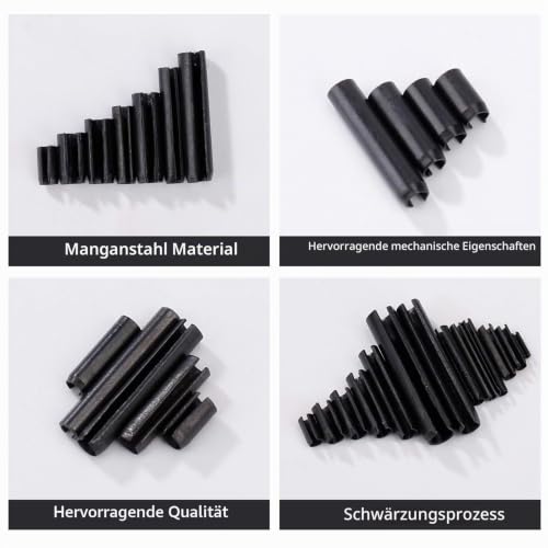 Foto von QIMEI-SHOP Hohlsplinte Sortiment Set 390 Teile Spannstift Federstifte aus Manganstahl - M1,5 M2 M2,5 M3 M4 M5 M6 - inkl. Sortimentskasten