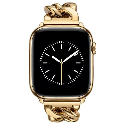 V.R.HOPE Gold Apple Watch Bands for Women Designer Cowgirl Chain Bracelet Strap Compatible with Apple Watch 38mm 40mm 41mm 42mm Dressy Stainless Steel Metal Band for iWatch Series11/10/9/8/7/6/5/4/3/2/1/SE3(Gold)