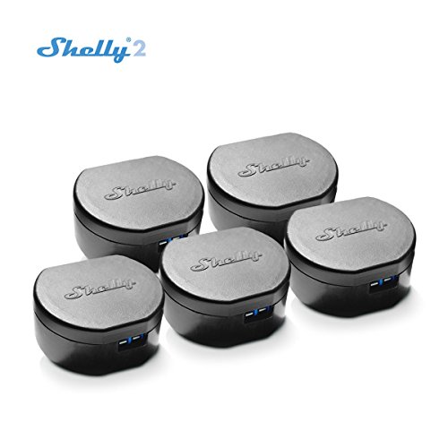 Shelly 2- WiFi Smart Switch- Doppel Schalter Realis- Fuktioniert mit Amazon Alexa (5 Pack)