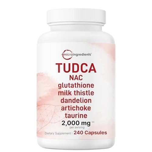 TUDCA 2,000mg Bile Salts Supplement, 240 Capsules | Powerful 7-in-1 Formula with NAC, Milk Thistle, Glutathione, Dandelion, Artichoke, & Taurine | Extra Strength Tauroursodeoxycholic Acid |