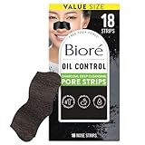 Biore Charcoal Deep Cleansing Pore Strips, Nose Strips for Blackhead Removal on Oily Skin, Features C-Bond Technology with Instant Pore Unclogging, 18 Count