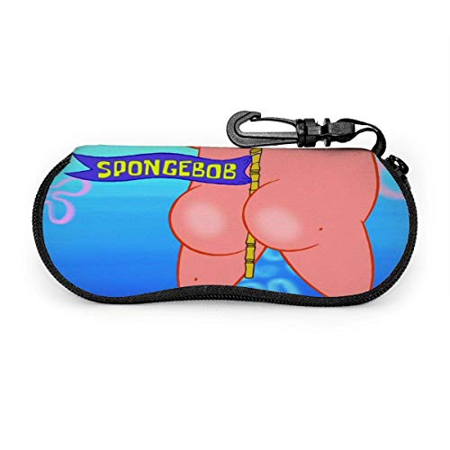 Preisvergleich Produktbild HHJJI Brillenetui Anime SpongeBob Schwammkopf Sonnenbrillenetui Ultra Soft Light Neopren Reißverschluss Brillenetui mit Gürtelclip