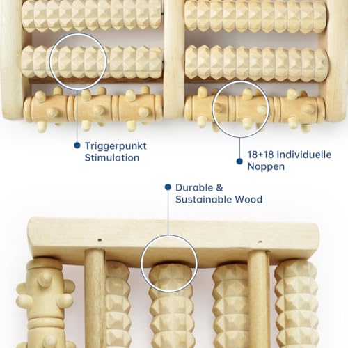 ACWOO Fußmassageroller Holz, Roller Fußmassagegerät, Fußroller Holzroller Fußmassage Fersensporn Massagegerät für Füße-Durchblutungsförderndes Fußmassagegerät, Fußroller Stressreduzierung Entspannung 4