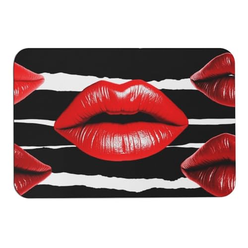 Tapis de bain super absorbant Red Lips séchage rapide et sécurité antidérapante optimale