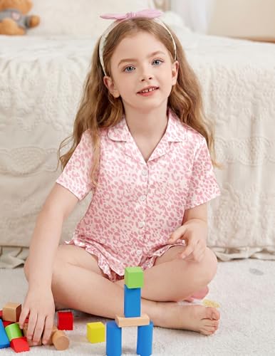 Image of Arshiner Girls Pajamas Silk Satin Pajama Set Button Pjs Ruffle Sleepwear | 2 Piece Nightwear, Silky Soft Lounge for Little & Big Kids, Ideal for Sleeping and Sleepover Party