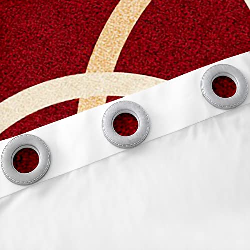 Modern Geometric Curtain Red Brown Black Striped Window Curtains Retro Circle Swirls Window Drapes Bedroom Decor Abstract Texture Color Art Window Treatments For Kids Adult 42"X84",2 Panels #TOP4