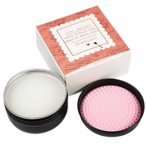 Cepillo de maquillaje esponja limpiador de jabón con estera de limpieza de silicona (pequeño, 2.1 onzas)