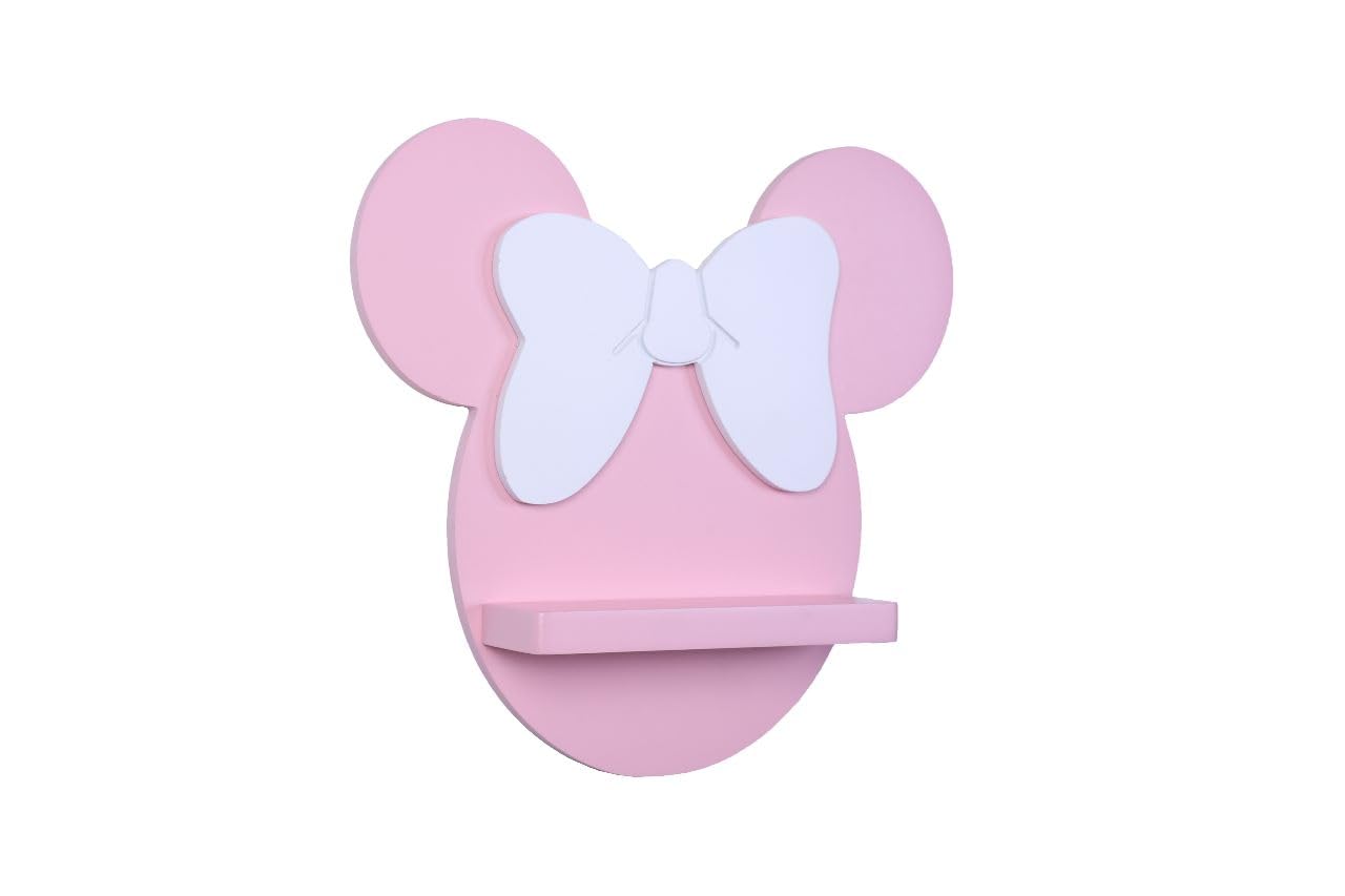 Spaceture Mini Mouse Shaped Kids Room Wall Shelf| Kindergarten Children Shelf|Room Decorative Storage Shelf-Pink Color|Painted with matt finish-image-3