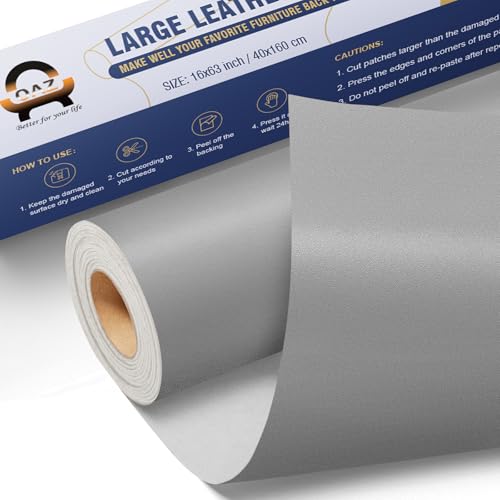 OAZ Patch Pelle Adesiva per Riparazioni,40 x 160 cm Toppa in Ecopelle Adesiva,Patch di Riparazione in Pelle,per Divani,Mobili,Sedili Auto,Giacca,Borsa in Pelle,Grigio