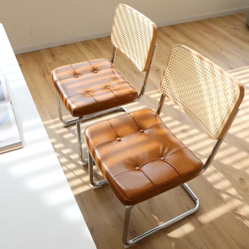 SHINETUNE 2-Piece Modern Dining Chairs, Faux Leather Upholstered Side Accent