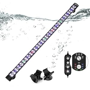 Submersible Aquarium Light for Fish Tank, 24/7 Cycle Fish Tank Light with Timer, Full Spectrum+7 Single Colors, Auto On/Off, Adjustable Brightness (22.8 Inch for 24-43inch Tank)