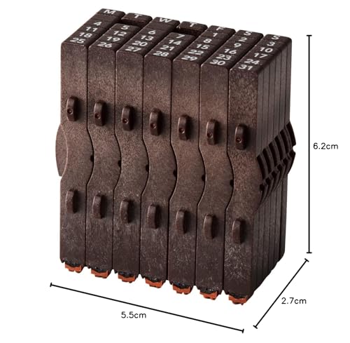 Shachihata GRJ-5ACE Rubber Stamp Consolidated Numbers Stamp Perpetual Calendar English, 0.9 X 1.9 Inches - Image 2
