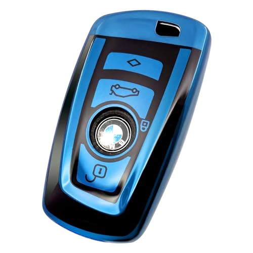 Image of Creativity For BMW X5 Key Fob Cover accessories (Blue Key Case) | Advanced soft TPU key box is compatible with X1 X3 X4 X5 X6 1 2 4 5 6 7 M3 M5 M6 GT3 GT5 G30 F10 F15 F16 F20 key