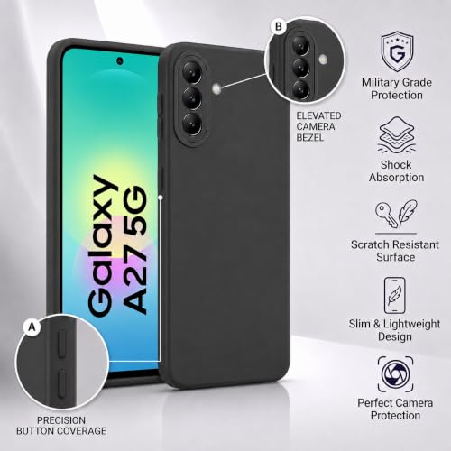 Image of FIRST MART Matte Silicone Back Cover for Samsung Galaxy A27 - Black