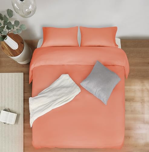 Image of Mejoroom Coral Duvet Cover Full - Bedding Sets Full - Soft and Breathable Comforter Cover with Zipper Closure, 3Pieces, 1 Duvet Cover (80x90) and 2 Pillow Cases(20x26)