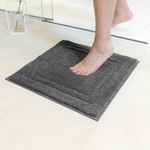 Decomira Tappeto Bagno Antiscivolo | Tappetino bagno super assorbente, lavabile in lavatrice | Per il bagno, la doccia, la vasca da bagno o come tappetino WC | Antracite - 45x45 cm