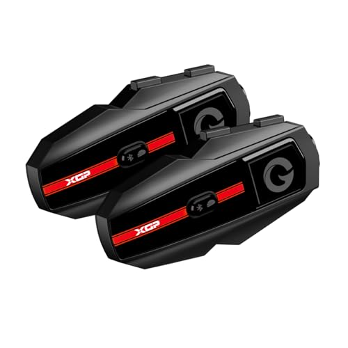 XGP Intercomunicador Casco Moto, Bluetooth V5.2 con Música Compartida, Sistema de Comunicación para 2 Personas, Auriculares Bluetooth Casco Moto con IP67 Impermeable, para Scooter, Paquete Doble