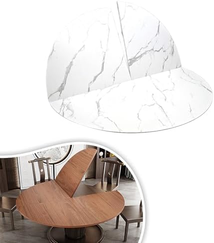 Folding Round Table Top Extender, Adjustable 120-240cm Diameter, Space-Saving Wooden Table Top for Dining, Events, and Parties (C, 150cm / 59")