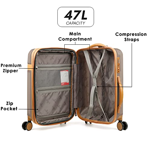 Image of THE CLOWNFISH Kenzo Series Expandable Luggage ABS & Polycarbonate Exterior Hard Case Suitcase 8 Spinner Wheel Trolley Bag with TSA Lock- Champagne (Small size, 54 cm-21 inch)