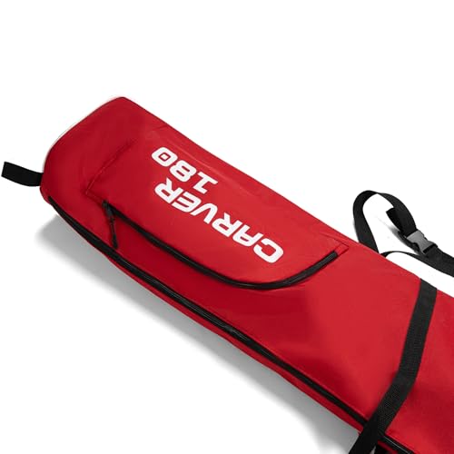 Ferocity Juego Premium de Bolsa para esquíes y Botas de esquí para 1 par de esquíes-Bastones-Zapatos-Casco | 180 cm | con Bolsa de cordón y Bolsillo Lateral Color Rojo Y Negro [053] - imagen 5