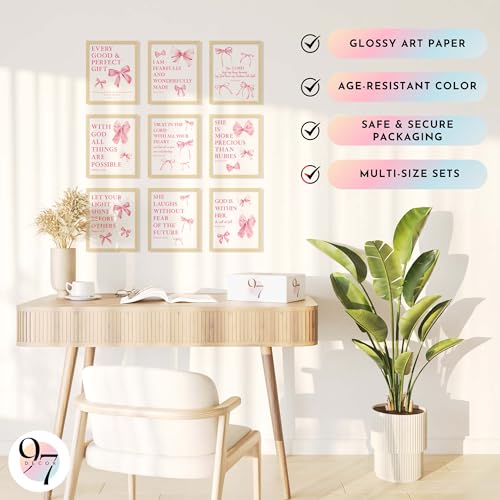 97 Decor Pink Coquette Room Decor For Teen Girls - Light Pink Wall Art For Bedroom, Trendy Bow Pictures For Bathroom Dorm Decorations, Cute Preppy Posters For Room Aesthetic (8x10 Unframed) — view 5