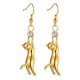 U7 Cat Earrings Women Fashion 18K Gold Plated Dangle Drop Earrings Cat Lovers Gift
