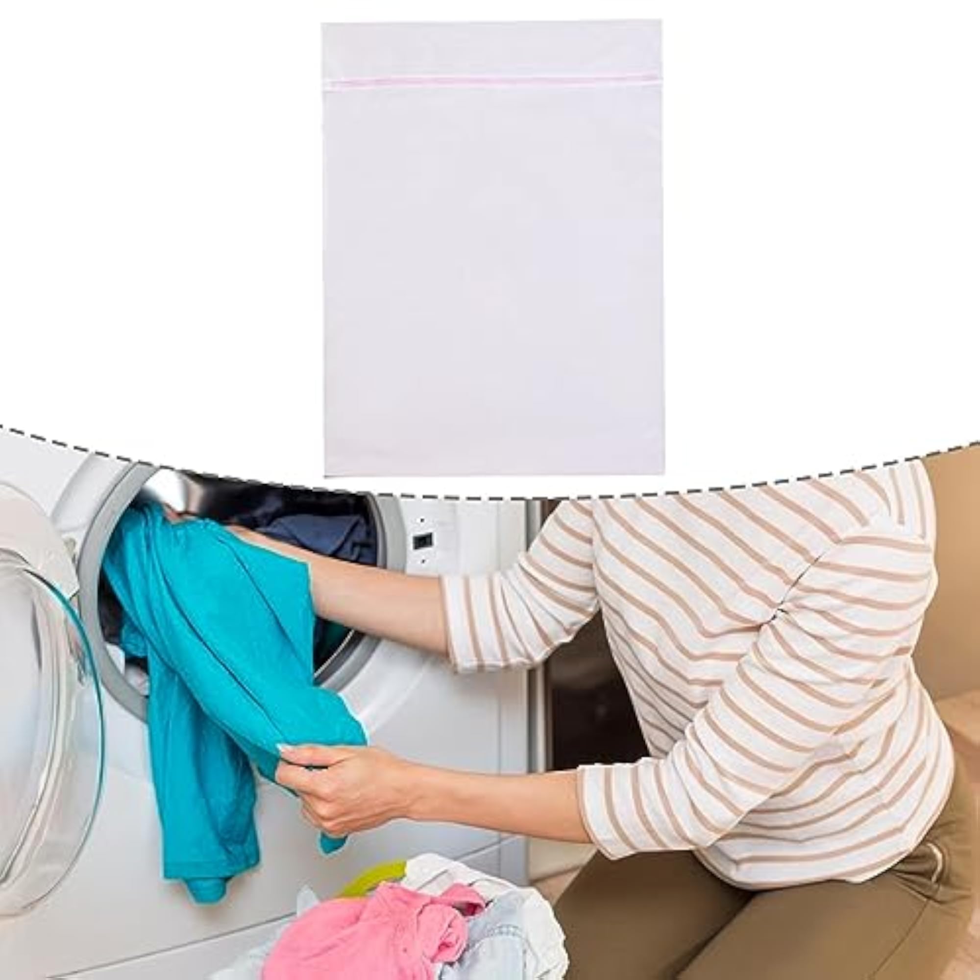 Zipper Garment Washing Net Durable Mesh Wash Bag, Pink