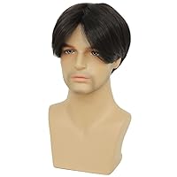 Vista 21 de Kaneles Peluca corta gris de repuesto sintético para hombre, disfraz de Halloween, cabello natural suave en capas (gris)