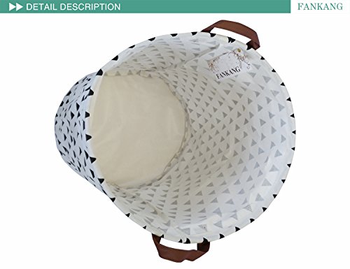 FANKANG Storage Bins, Nursery Hamper Canvas Laundry Basket Foldable with Waterproof PE Coating Large Storage Baskets for Kids Boys and Girls, Office, Bedroom, Clothes,Toys (Triangle)