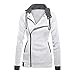 Produktbild NPRADLA 2020 Herbst Winter Damen Sweatshirt Patchwork Mit Kapuze Oblique Reißverschluss Slim Fit Hoodie Jacke Langarm Bluse Mantel