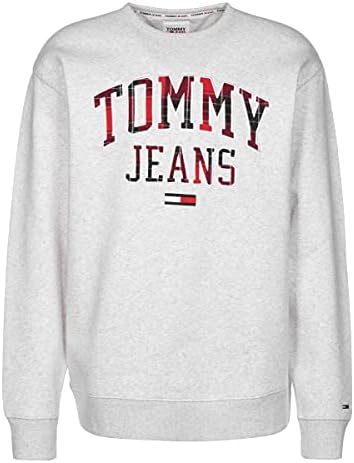 Tommy Jeans Felpa Uomo TJM Plaid Tommy Graphic Crew Dm0dm09429.pj4 Grey :  Amazon.co.uk: Clothing