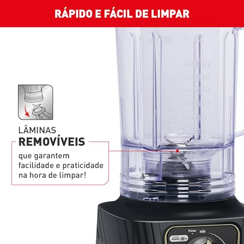 Liquidificador Arno Powermax Autolock 1400W LN81, Cinza Chumbo, com 6 Lâminas Powelix Pro, Tecnologi