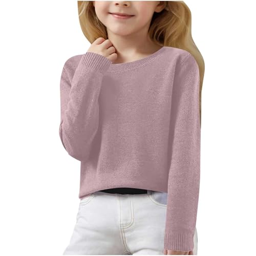 Girls' Sweaters Cute Tops for Teen Girls V Neck Basic Knitted Pullover Comfy Soft Knitwear Jumper Tops 6-15 Years