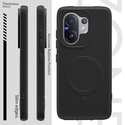Image of Outlouders Back Cover for Vivo V60 5G / Vivo T4 Pro 5G Soft Matte Silicone Cover with Slim Fit | Mag-Safe Logo (Not Mag-Safe Compatible) | Shockproof | Camera Protection Bumper Case (Black)