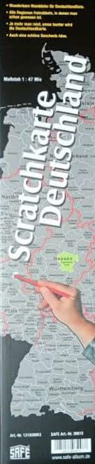SAFE 39053 Scratch Rubbelkarte Deutschland, Scratchkarte. Einfach freirubbeln, wo Man Schon gewesen ist, auch sehr schön als Wanderkarte