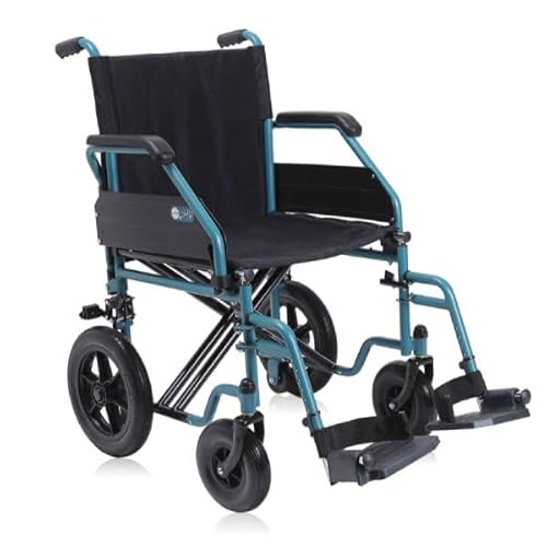 Carrozzina Moretti Pieghevole da Transito CP105 Doppia Crociera (50CM) in Acciaio e Alluminio, Turchese, Pieghevole Standard, 19 kg, Portata Max 130 kg