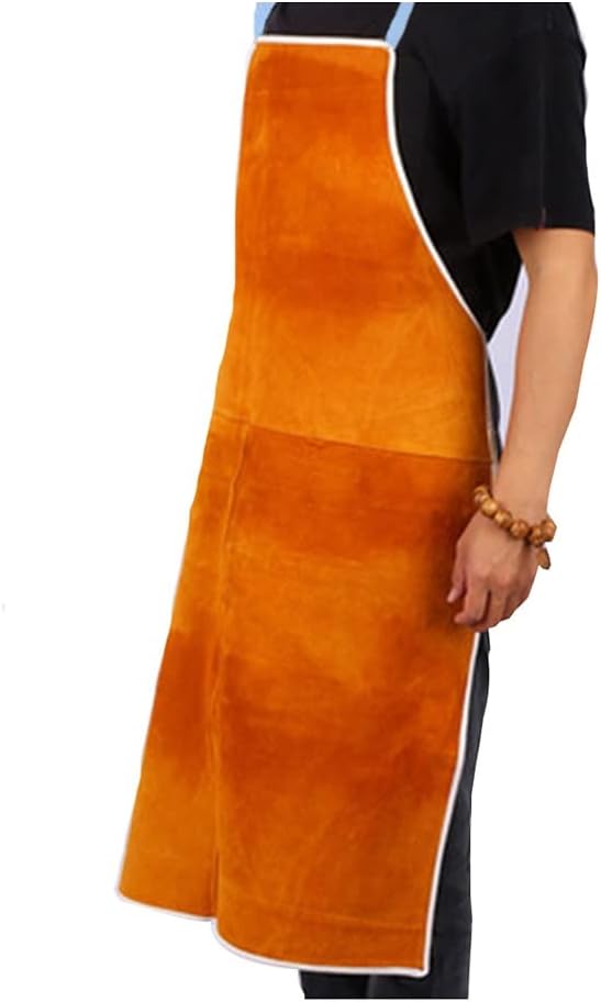 Leather Welding Apron, Heat-Resistant and Flame-Retardant Heavy-Duty Work Apron, Blacksmith Carpentry Workshop Safety Vest (Color : Yellow, Size : 100X70cm/39.4X27.6in)
