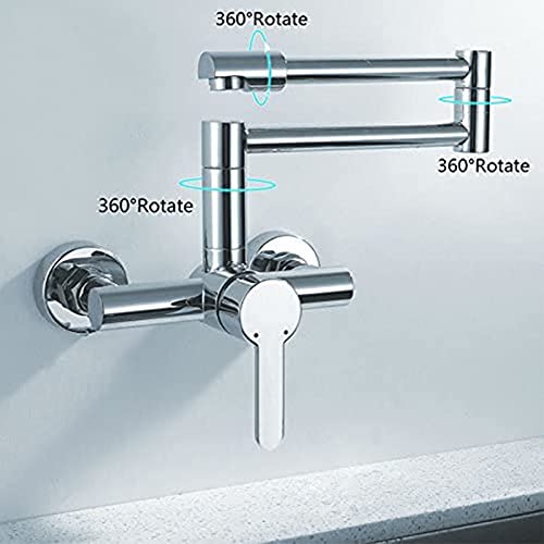 Grifo de llenado de ollas extensible plegable monomando para pared de cocina 5