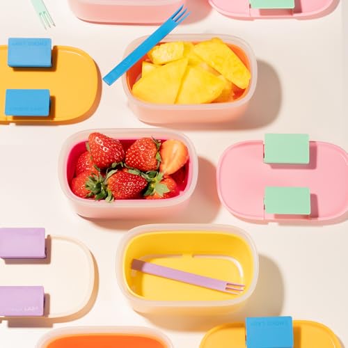 CHAKO LAB Fruit Storage Containerswith Removable Colander, Built-in fruit fork, Food Storage Containers with Lids 21oz(lemon) by CHAKO LAB - Used condition - Image 5